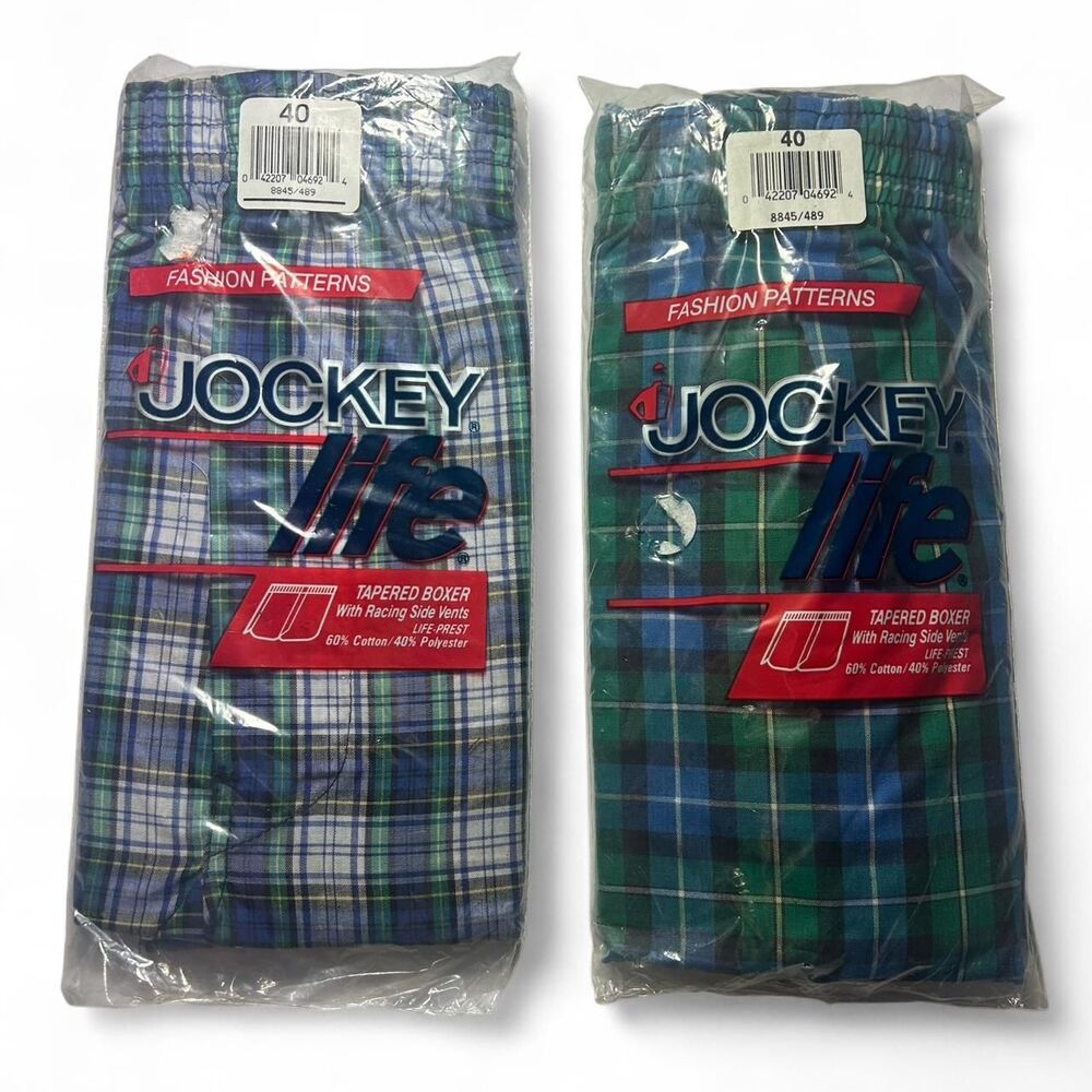 NEW 2 1994 90s 1990s vintage Jockey Life Tapered Boxers 40 Racing Side Vents
